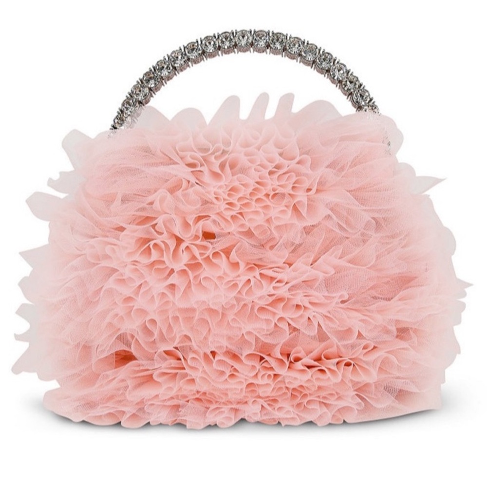 BADGLEY MISHKA JAZZIE JEWEL RUFFLED TULLE BAG SOFT PALE PINK - Picture 5 of 6
